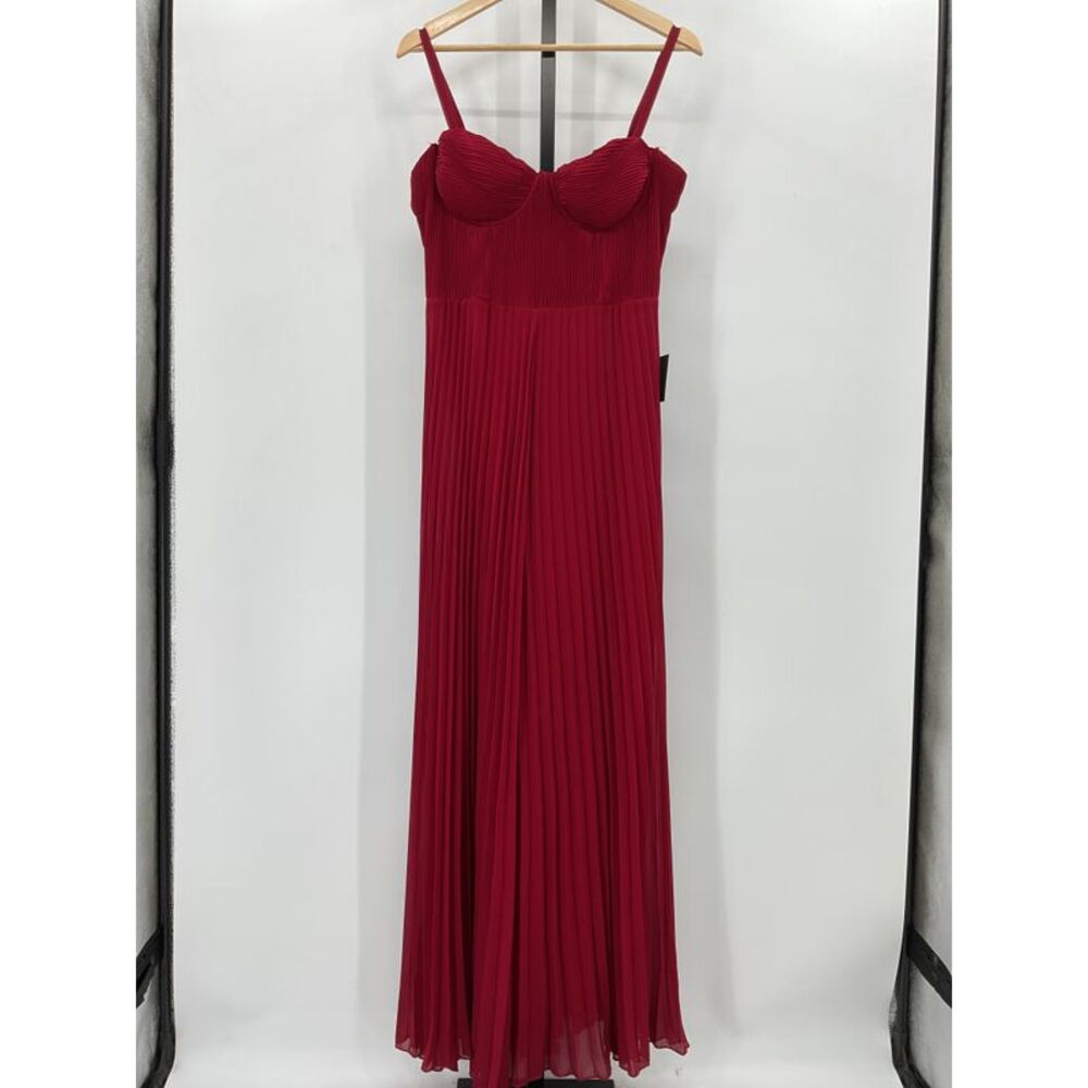 Lulus Women Exemplary Poise Red Pleated Wide-Leg Jumpsuit Large